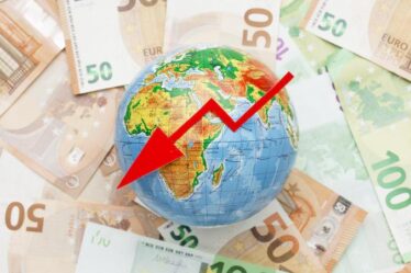 Jordglob, pengar och pil