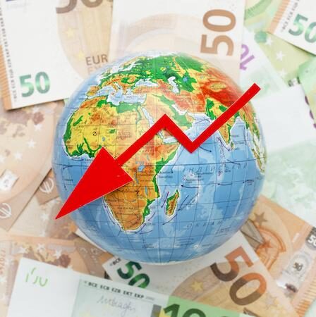 Jordglob, pengar och pil